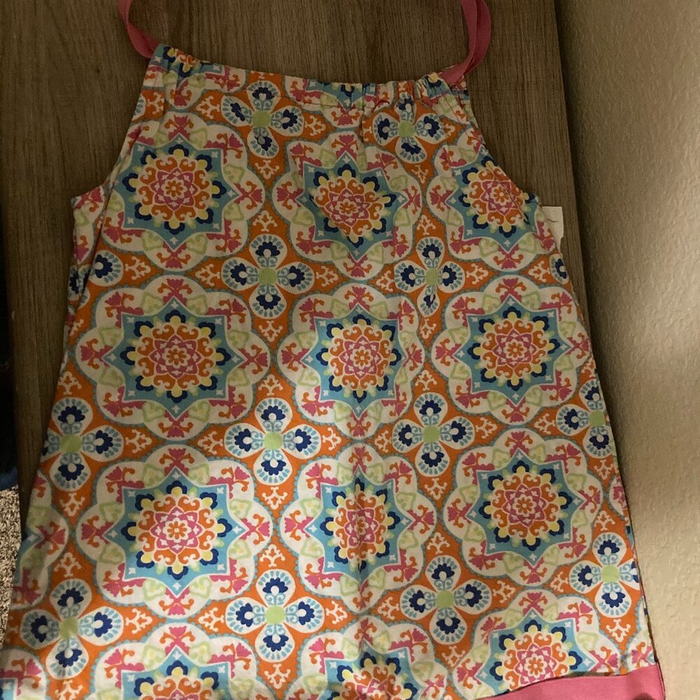 Hanna Andersson Orange Pink Floral Print Sundress 4 100 CM Pillowcase Style